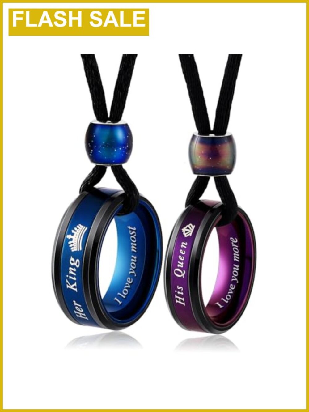Stainless Steel Matching Couple Necklaces Set for Men and Women King Queen